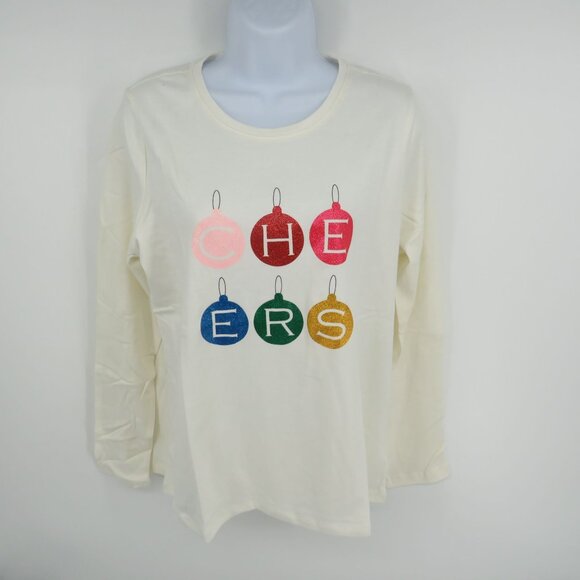 Kim Rogers PM Cheers Ornament Long Sleeve Womens Shirt NWT $28 - Picture 1 of 4